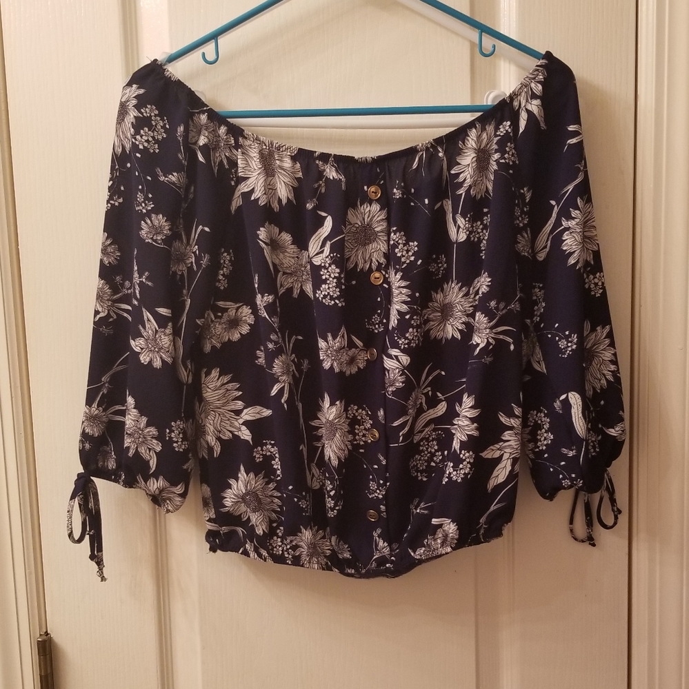 Navy blue sunflower shirt